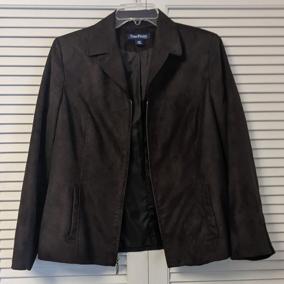 Evan-Picone Dark Brown Suede Jacket - Picture 1 of 4